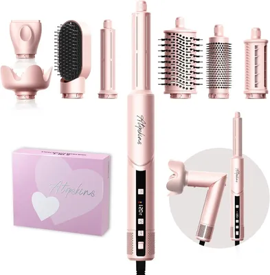 Produktbild von Atopskins Pro Air Styler 8-in-1 mit Diffusor – 1300W Warmluftbürste, Coanda Lockenstyler, 110.000 U/min, 3 Geschwindigkeiten, 4 Temperaturstufen, Rosa