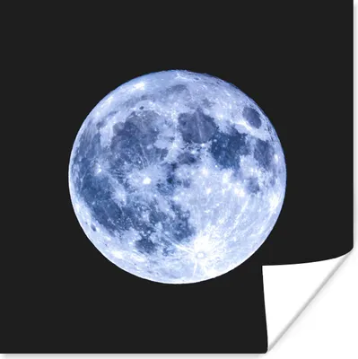 Produktbild von MuchoWow® Poster Mond - Blau - Schwarz 75x75 cm - Wand Dekoration