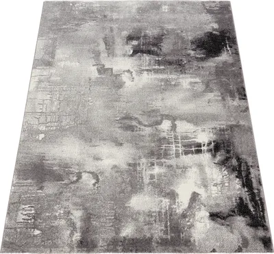 Produktbild von Paco Home, Teppich, Grau-Schwarz-Weiß meliert, 80x150 cm, Modern Designer Leinwand-Optik, Polypropylen, Kurzflor, pflegeleicht, robust, schmutzabweisend, maschinell gewebt, STANDARD 100 zertifiziert, Wohnbereich, Fußbodenheizung bis 24 Grad geeignet.