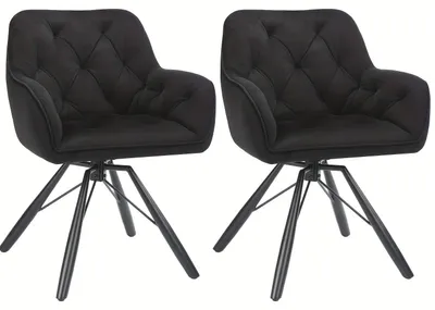 Productafbeelding van 360° Draaibare Eetkamerstoelen - Draaistoelen - Stoelen - Bureaustoelen - Zwarte Stoelen - Set Van 2