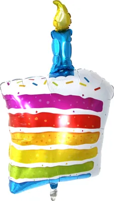 Produktbild von Folienballon Happy Birthday Motiv Tortenstück mit Kerze bunt, 64 x 115 cm