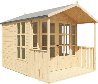 Produktbild von Alpholz Gartenhaus Ashton aus Holz Holzhaus Wandstärke: 19 mm Inklusive: Fußboden,Terrasse Blockbohlenhaus