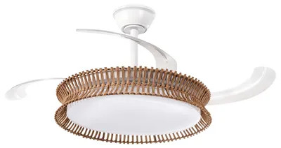 Produktbild von BELIANI Deckenventilator Weiß Metall mit LED-Licht Fernbedienung 4 Flügel 3 Geschwindigkeitsstufen Timer 3 Farbtemperaturmodi Vor- u. Rücklauf Boho