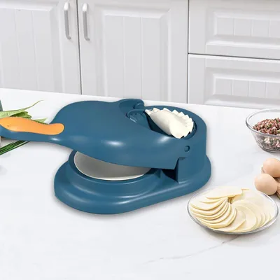 Produktbild von Dumpling Maker 2-in-1-Knödelformdruck Teigtaschen-Hautmacher,Teigtaschenformen, Knödelmacher,Knödelhautform Manuelle Teigpresse,Hautverpackungen,Knödel Skin Maker Knödel Formen (Blau)