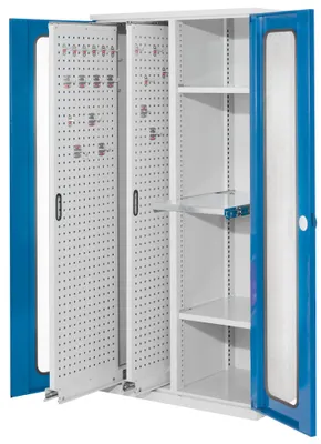 Produktbild von Kappes ®RasterPlan Vertikalschränke 1950x1000x600mm Modell 84 Sichtfenstertüren enzianblau