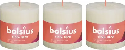 Produktbild von Bolsius Rustikale Stumpenkerzen Shine 3 Stk. 100x100 mm Perlenweiß