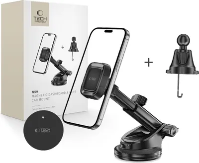 Obrázok produktu pre Magnetický držiak mobilného telefónu do mriežky ventilácie / kokpitu / čelného skla, Tech-Protect N59, s MagSafe, čierny