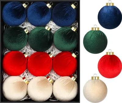 Productafbeelding van Set kerstballen StarryLights, fluwelen kerstballen in elegante kleuren