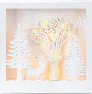 Produktbild von Markslöjd LED-Bild Rentiere im Wald, warmweiß, Holz, 270x265x45 mm, Timer-Funktion