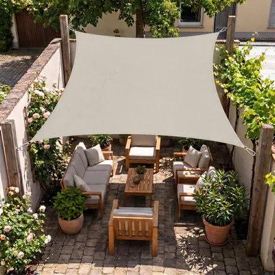 Produktbild von Sonnensegel Balkon 160g/m² Polyester UV Schutz Sonnenschutz Terrasse Garten Quadratisch, Taupe 3 x 3 m