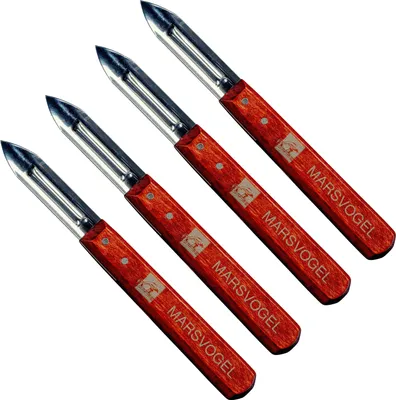 Produktbild von Neustanlo | 4er Set Universal Sparschäler mit Holzgriff | Universalschäler mit 2-schneidiger Edelstahl Klinge | robuster Schäler für Gemüse und Obst | Qualität by Marsvogel Solingen