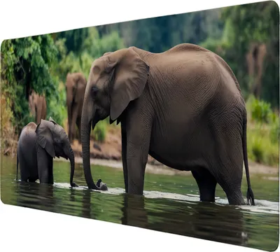 Produktbild von Elefantenfamilie am Fluss Schreibtischunterlage 89x40cm XXL Mauspad