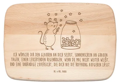 Produktbild von Mr. & Mrs. Panda Frühstücksbrett Maus Sterne - Transparent - Geschenk, Frühstücksbrettchen, Kindergeburtstag, Lustige Sprüche, Schwangerschaft, snackbrett, brotbrett