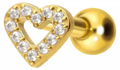Produktbild von Ohrpiercing Titan Ohrpiercing mit Innengewinde KRISTALLHERZ Gold Stablänge: 6mm