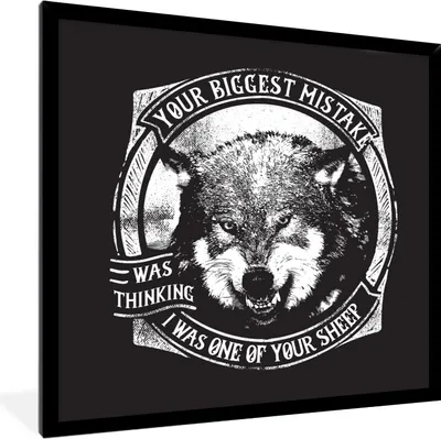 Produktbild von MuchoWow® MuchoWow® Gerahmtes Poster Wolf - Vintage - Illustration 40x40 cm - Poster mit zchwarzem Bilderrahmen - Mit Rahmen - Wanddekoration Schlafzimmer