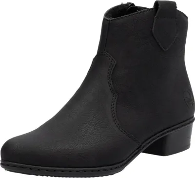 Image de Chaussures de ville pour femmes Rieker, bottines, fermeture éclair, noir, style décontracté