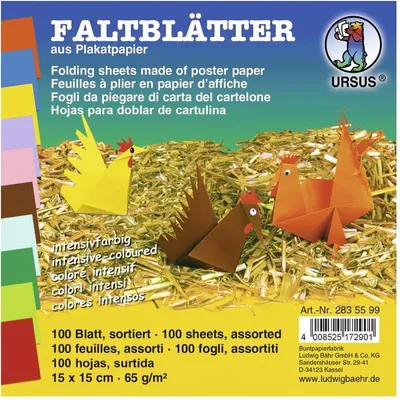 Produktbild von Faltblätter Intensiv 15x15cm VE=100 Blatt 10 Farben sortiert