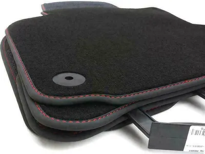Produktbild von Fußmatten passend für VW Golf 5 6 Scirocco Premium Velours Autoteppich 4-teilig Schwarz / Ziernaht Rot