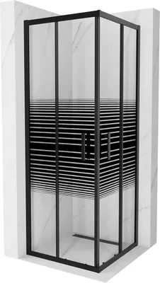 Zdjęcie produktu dla Mexen Rio kabina prysznicowa kwadratowa 70 x 70 cm, pasy, czarna - 860-070-070-70-20