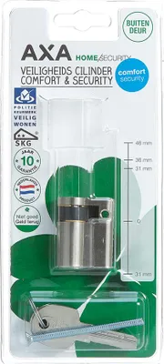 Produktbild von AXA Comfort Sicherheitszylinderschloss - inkl. 3 Schlüssel - vernickelt - 30/10 mm