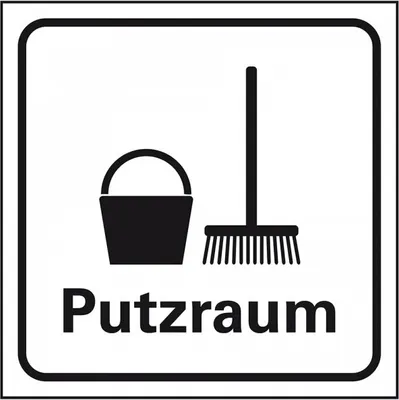 Produktbild von Dreifke® Aufkleber I Standard Piktogramm Putzraum, weiß/schwarz, Folie, selbs...