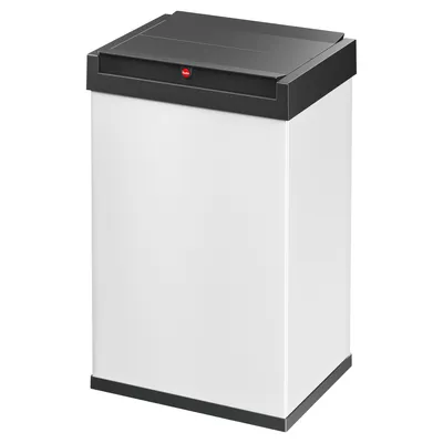 Produktbild von Hailo Big-Box Swing L Mülleimer - 1 x 35 Liter - selbstschließender Schwingdeckel - Stahlblech - Müllbeutel-Klemmrahmen - Mülleimer Küche rechteckig - Abfalleimer Germany - weiß