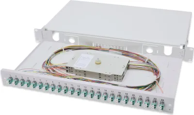 Produktbild von DIGITUS LWL Spleißbox 1HE bestückt 24x LC DX OM3 grau