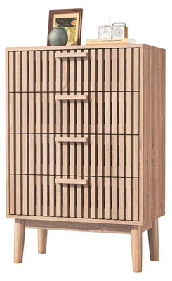 Immagine prodotto di Comodino con 4 cassetti, dimensioni 60 x 34 x 91 cm, in legno, mobile contenitore