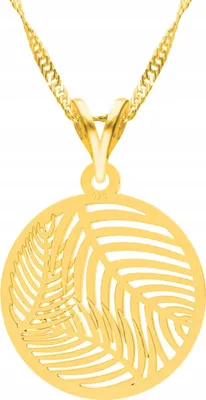 Productafbeelding van Gouden ketting met palmbladmotieven, zilver 925