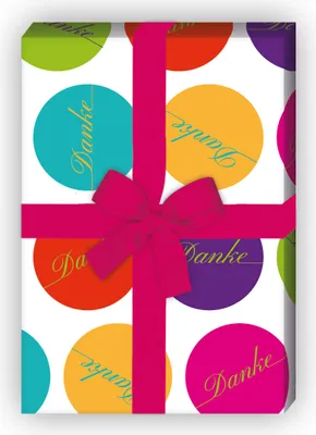 Produktbild von Modernes Dankes Geschenkpapier mit bunten Punkten, großes Muster - G6350, 32 x 48cm