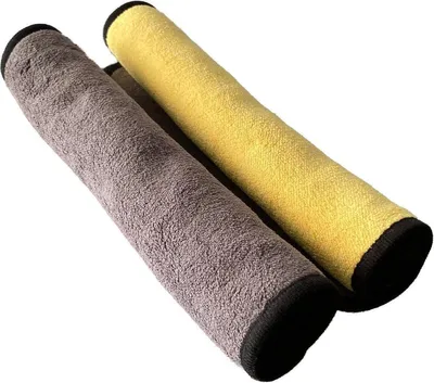 Zdjęcie produktu dla Ściereczki do czyszczenia samochodu z mikrofibry – 2 sztuki – Ściereczki do czyszczenia samochodu – Ściereczki z mikrofibry – Ściereczki do suszenia – 60 x 30 cm – Szare/Żółte – CHPN