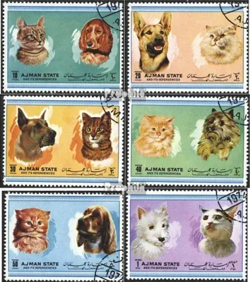 Produktbild von Briefmarken Ajman 1972 Mi 1762-1767 (kompl.Ausg.) gestempelt Hunde und Katzen