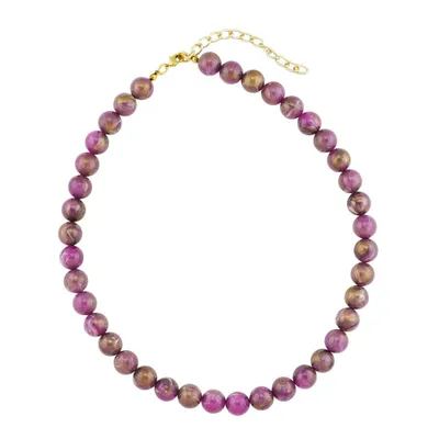 Produktbild von Kette 10mm Rundperle lila-marmoriert Kunststoff 50cm