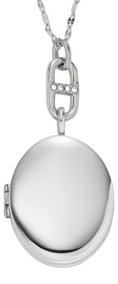 Produktbild von Fossil JF04427040 Damen Collier Medaillon Edelstahl Silber weiß 45 cm