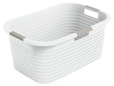 Produktbild von Rotho Wäschekorb 40L Country - Wäschesammler groß - Wäsche Korb 59 x 39 x 25,2 cm - Wäschebox aus Kunststoff - Aufbewahrungskorb Wäschebehälter