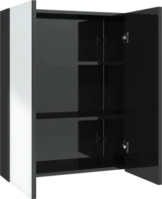 Produktbild von vidaXL Bad-Spiegelschrank 60x15x75 cm MDF Glänzendes Schwarz
