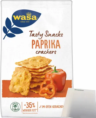 Produktbild von Wasa Tasty Snacks Paprika Crackers (150g Packung) + usy Block