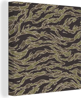 Produktbild von MuchoWow® - Leinwandbilder - Camouflage-Muster mit Streifen, Wandbild, Wanddeko Bilder Wohnzimmer, 20x20 cm