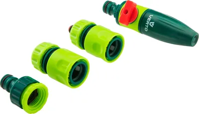Produktbild von VERTO Reinigungsspritze mit 1/2" Schlauchverbinder, Wasserstop und Hahnverbinder - Einstellung der Wasserstrahlintensität - Grün Gartenschlauchspritze mit Stoppfunktion - für die Garten Bewässerung
