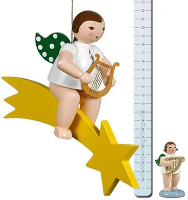 Obrázek produktu pro Okenní obrázek anděla na ocase s korunkou a ruční harfou výška 25cm NOVINKA