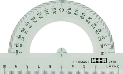 Immagine prodotto di M+R 721100000 Goniometro a semicerchio, polistirolo, da 0° a 180°, 100 mm, cristallino