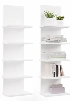 Produktbild von Hängendes Bücherregal R5P mit 5 Ablagen für Bücher, geeignet für Büro, Wohnzimmer, Kinderzimmer, WEISS