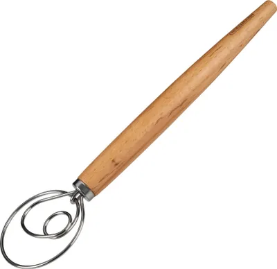 Produktbild von Teigrührer für Pasta, Focaccia und Teig Schneebesen für luftige Teige Dänischer Rührbesen mit ergonomischem Griff aus Buchenholz