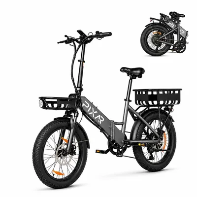 Produktbild von PIXAR WIND1 Faltbares City E-Bike 20 Zoll Fat Tire, 250W, 48V Akku, Shimano 7-Gang, Gepäckträger, für Alltag & Pendeln