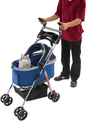 Produktbild von Hundebuggy 3-in-1 – Reisebuggy – Bequemer Transport – Klappbar, abnehmbar – Bis 12 kg – Dunkelblau
