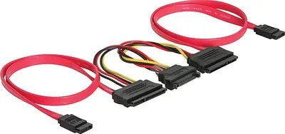 Obrázek produktu pro SATA-Kabel Delock 2x SATA 22pin -> 2x SATS 7Pin +15Pin Power