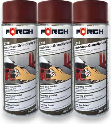 Produktbild von 3x Förch Rost Stop Grundierung L236 Rostschutzspray Premium rotbraun 400ml