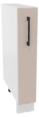 Produktbild von Küchenunterschrank 15 cm - Beige matt - mit Schublade und Korb mit 2 Einlegeböden - ohne Arbeitsplatte - Modulküche