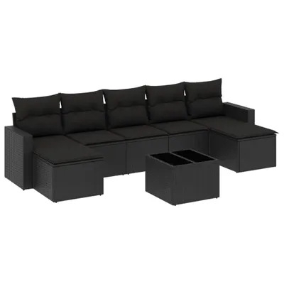 Produktbild von vidaXL 8-tlg. Garten-Sofagarnitur mit Kissen Schwarz Poly Rattan