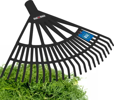Produktbild von KOTARBAU® Laubrechen Kunststoff ohne Stiel Schwarz 370 x 440 mm Fächerbesen Laubbesen Kunststoff Laubharke groß Laub Rechen Gartenwerkzeug Rasenrechen breit Garten Rechen Kunststoffrechen